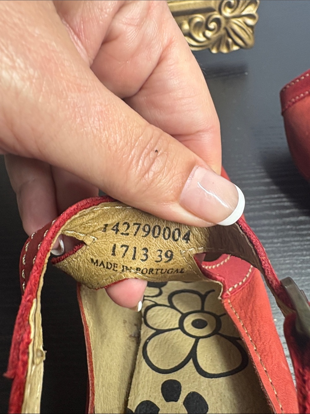 FLY London Red Mary Jane Flats with Floral Insole Accents - Picture 9 of 9
